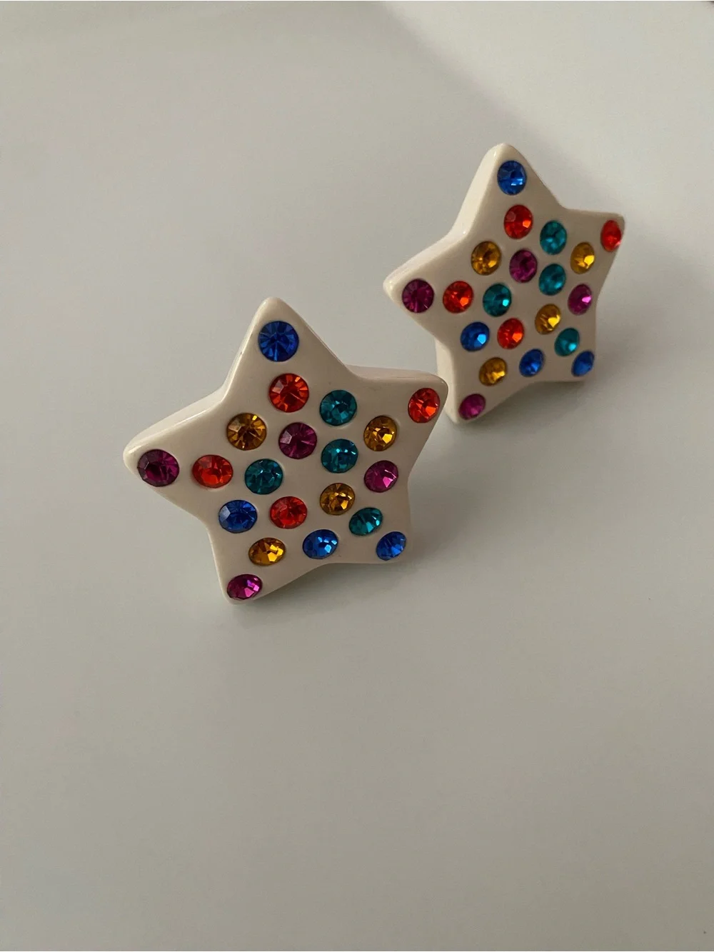 Vintage 1980s large star rhinestone clip-on statement earrings